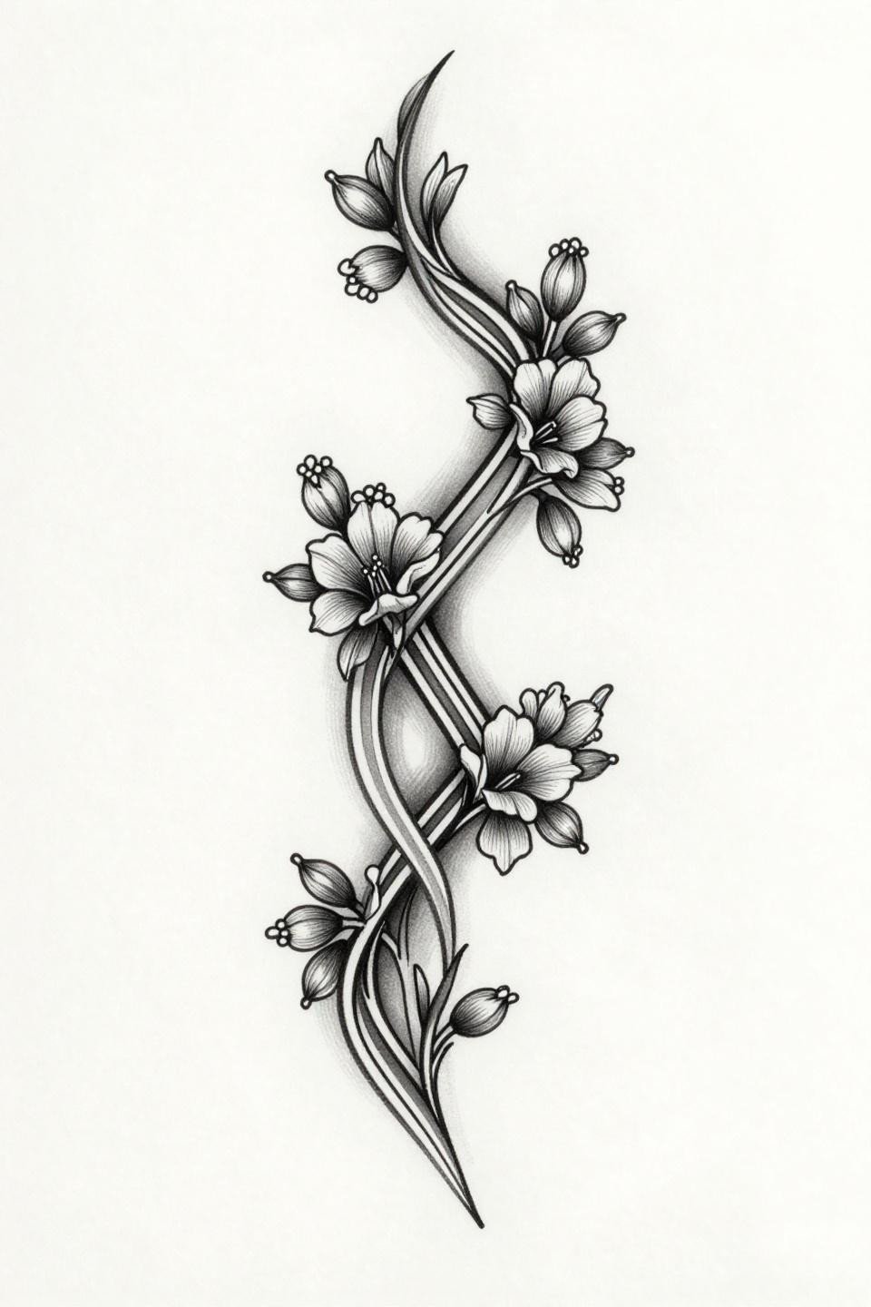 aesthetic mehendi design, art deco style blackwork flash, henna vine lattice, geometric parallel line framework, closed flower buds at intersections, compass-drafted vector precision linework