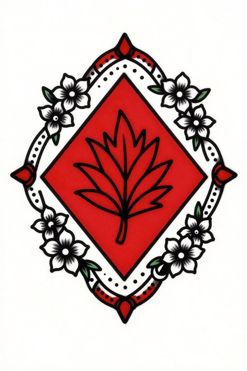 latest bridal mehndi designs weddings flash, old school sailor style mango leaf diamond frame, geometric sunburst, jasmine vine lattice, bold 2-3pt outlines, crimson red accent solid black