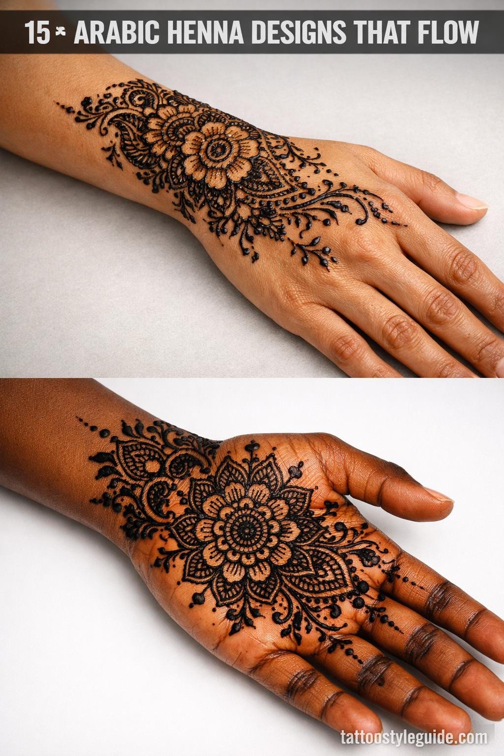 15+ Arabic Henna Designs That Flow With the Hand
