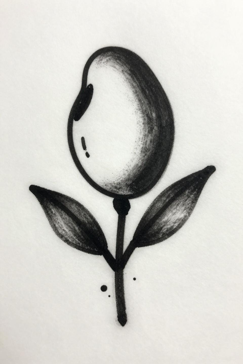 ignorant style henna mango motif flash, bold 2-3pt outline, flat black fills, raw confident strokes, zero stippling on white paper