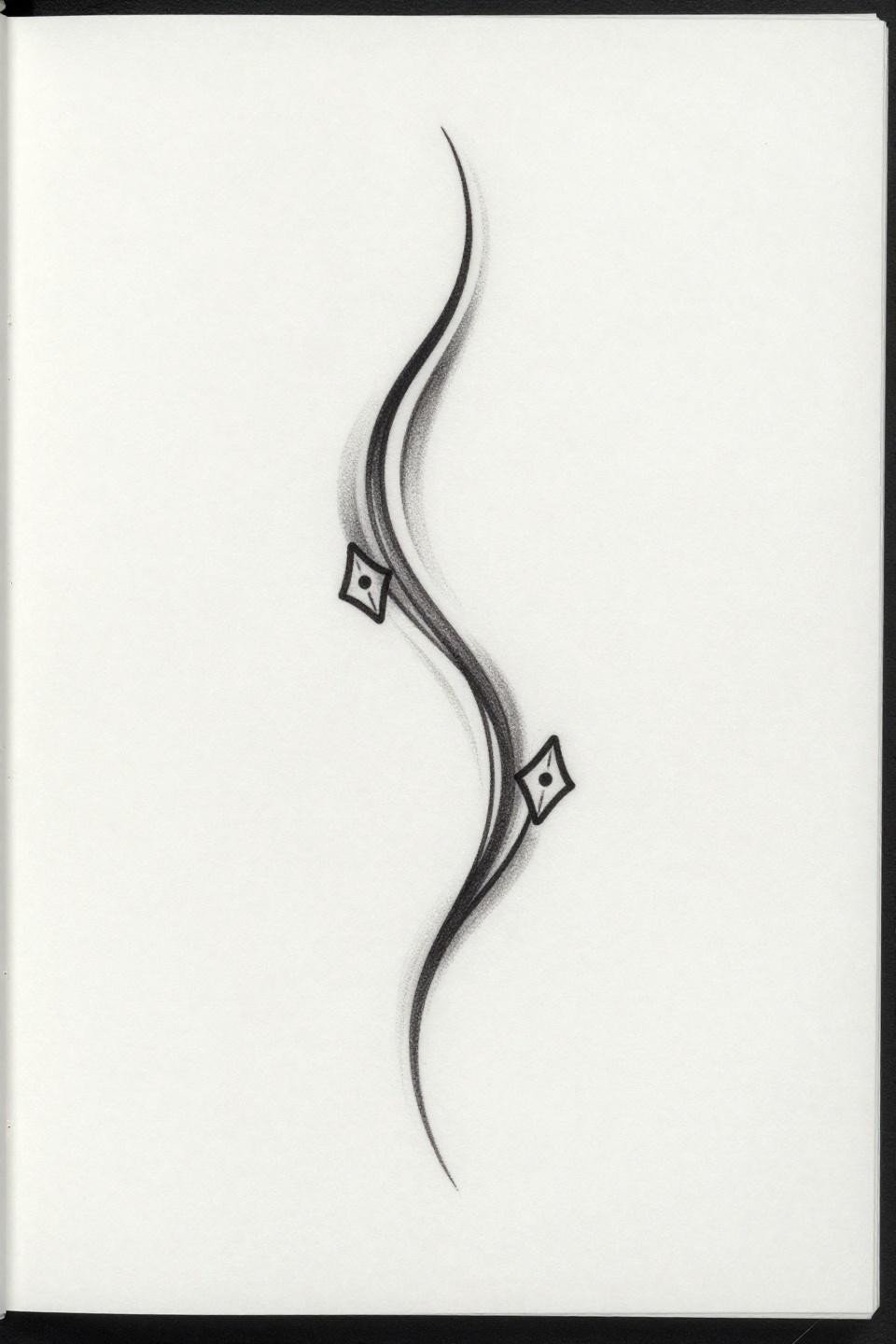 simplest mehndi designs fine line minimal flash, three diamond-shaped cells single centered dot each, hairline 0.5mm single-needle strokes sparse diagonal trailing tendrils open negative space