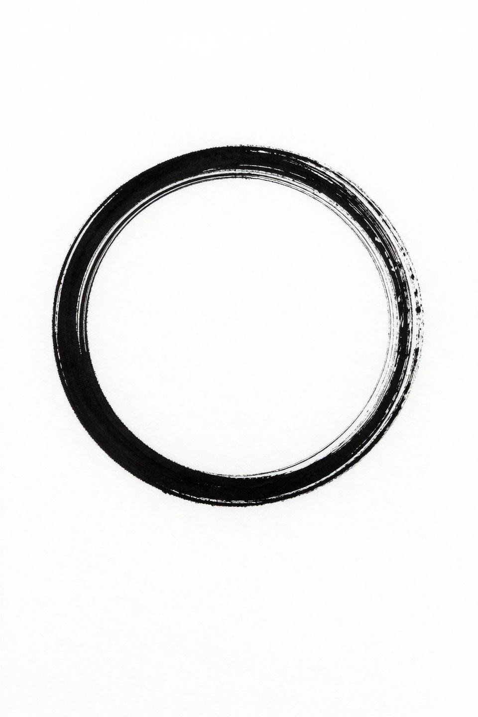 tattoos with deep meaning single continuous line enso circle flash, open brushstroke deliberate gap, fluid calligraphic weight variation, hairline 0.5mm single needle no fill