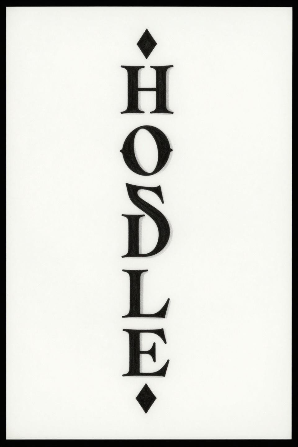 small tattoos with deep meaning art deco Roman numerals flash, bold serif letterforms stacked vertical, geometric diamond flourish, flat black ink fills crisp weight contrast