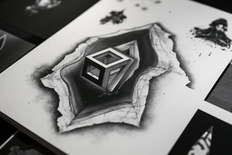 3D tattoo guide optical illusion stencil board