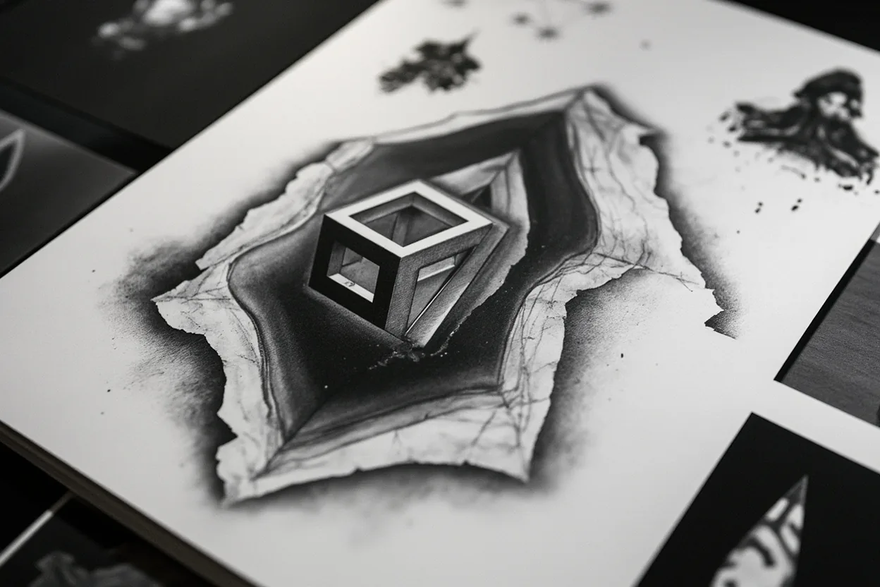 3D tattoo guide optical illusion stencil board