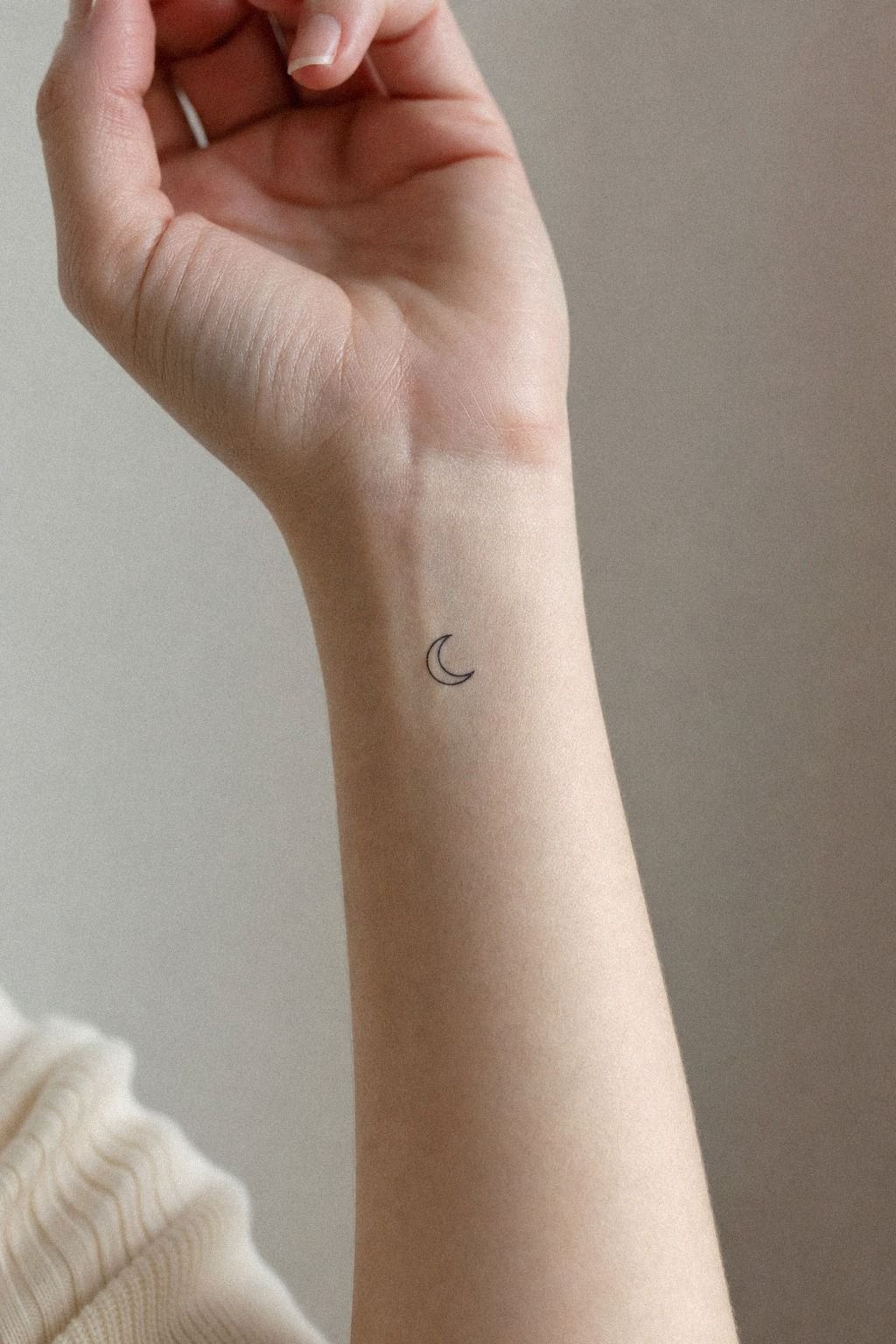 Start With A Crescent Moon Wrist Tattoo