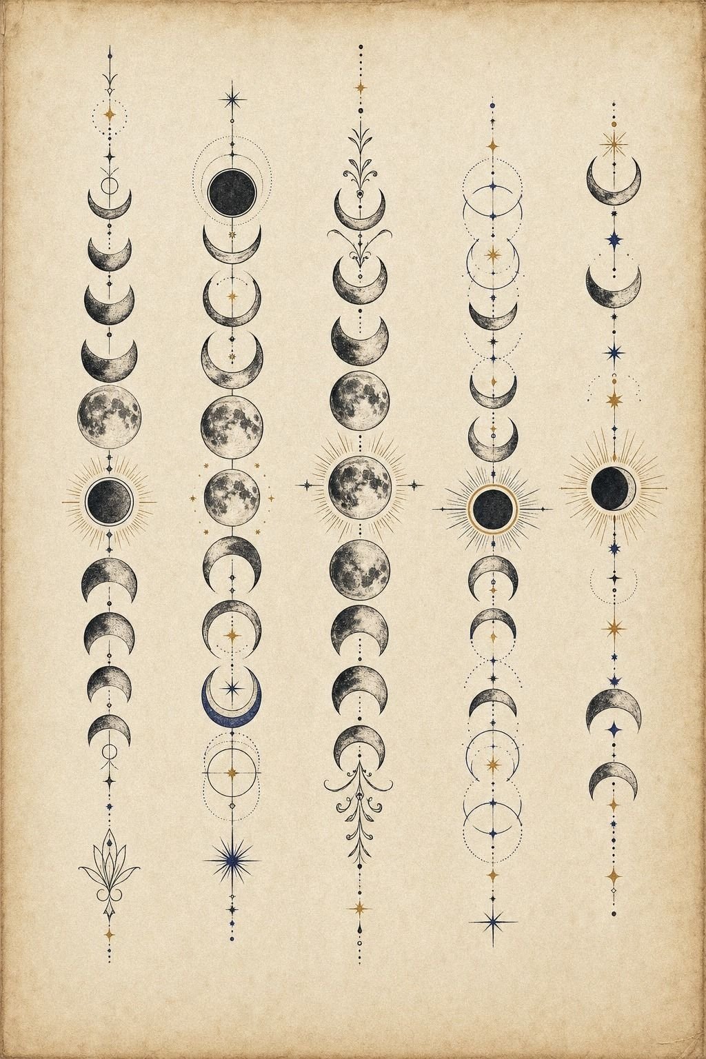 Plan A Moon Phase Spine Tattoo