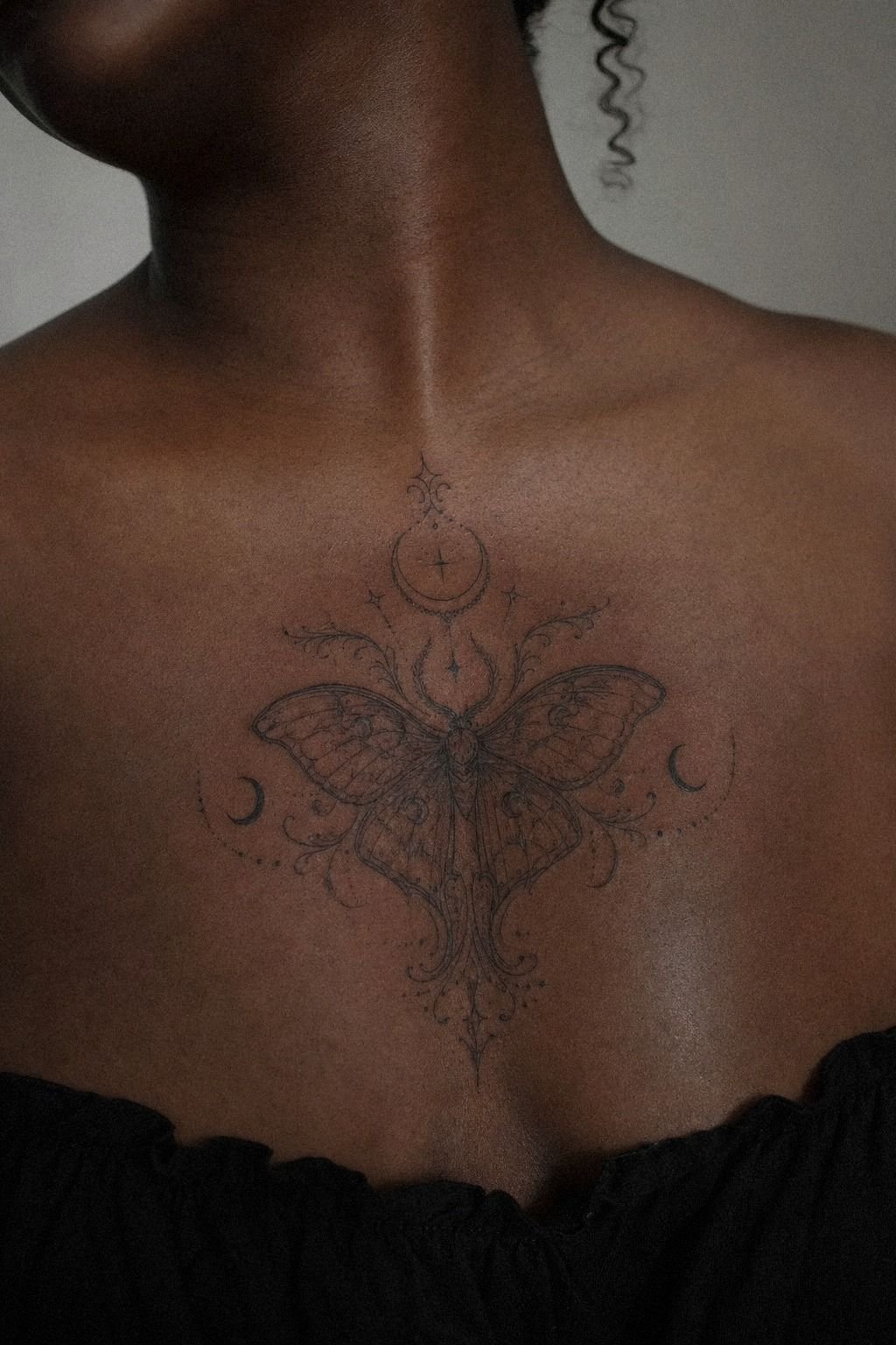 Choose A Whimsigoth Moth Chest Tattoo