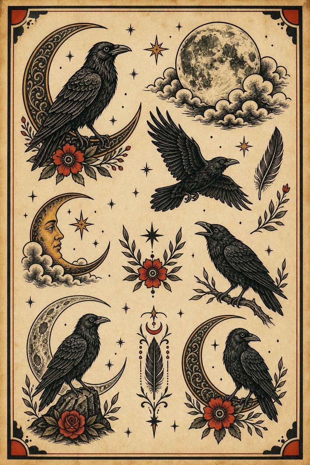 Pick A Raven And Moon Tattoo