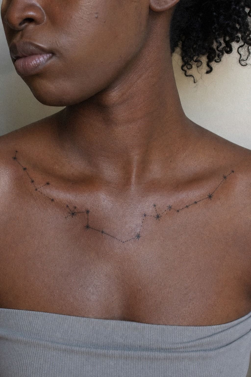 Choose A Star Map Collarbone Tattoo