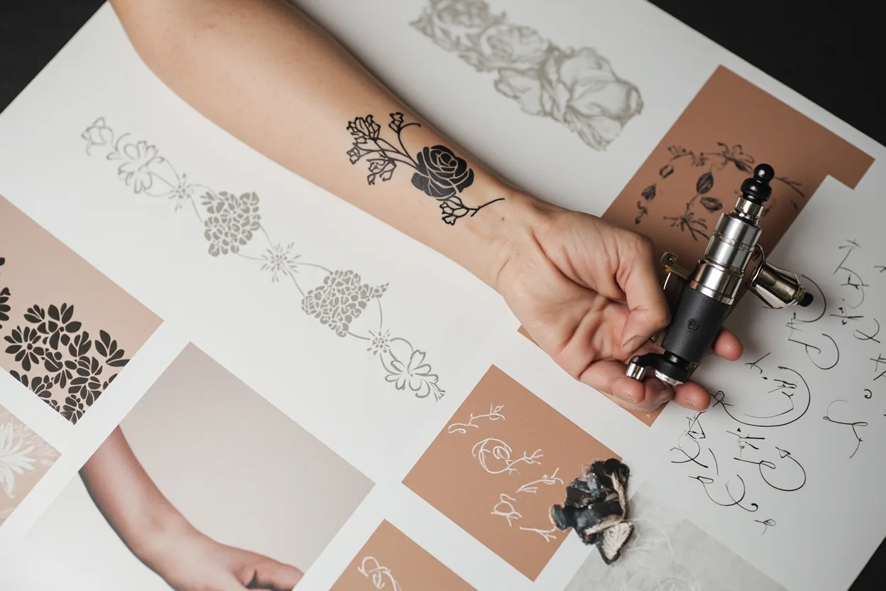 Arm tattoos for women placement and style reference board