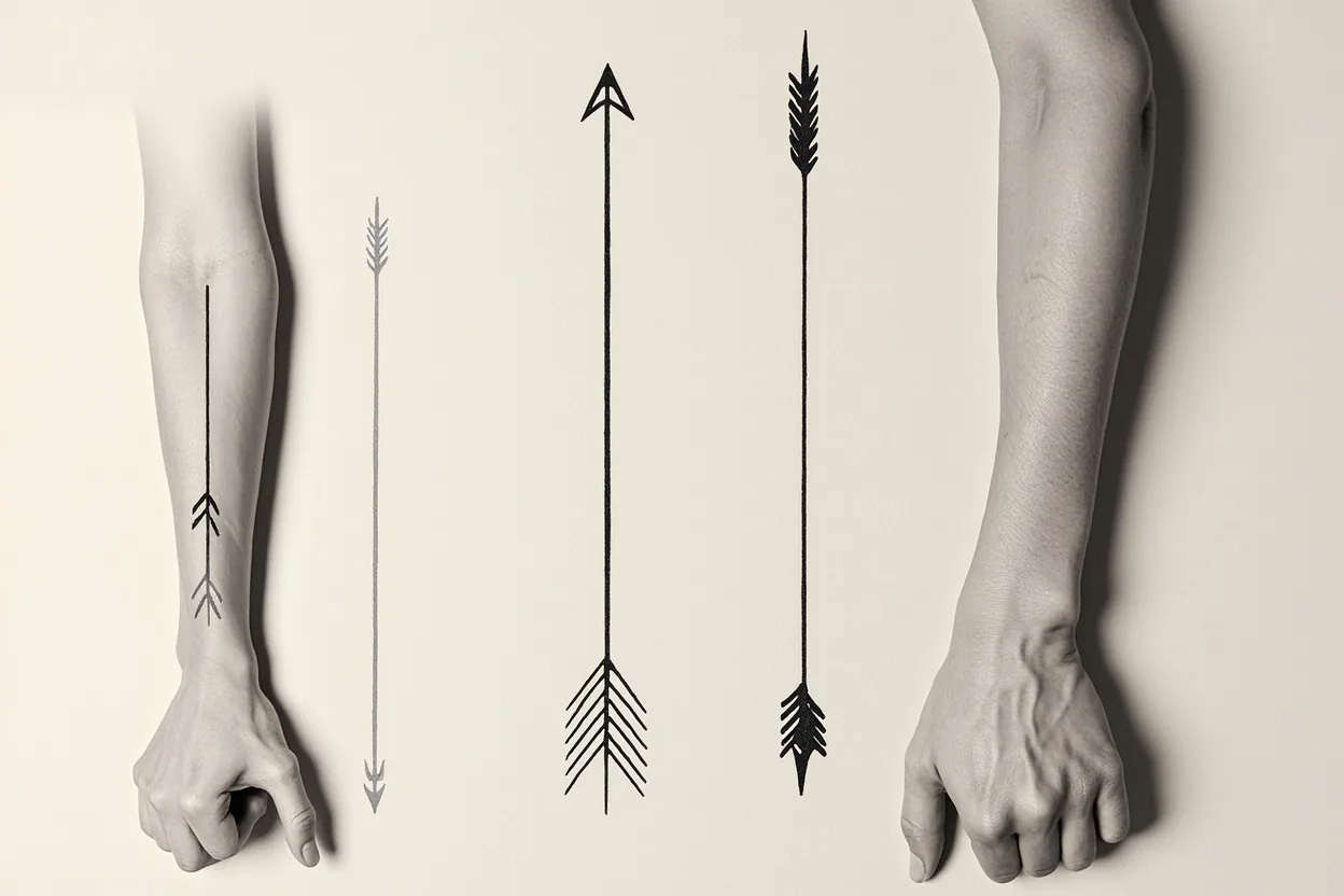 Arrow tattoo meaning direction and focus minimalist design board