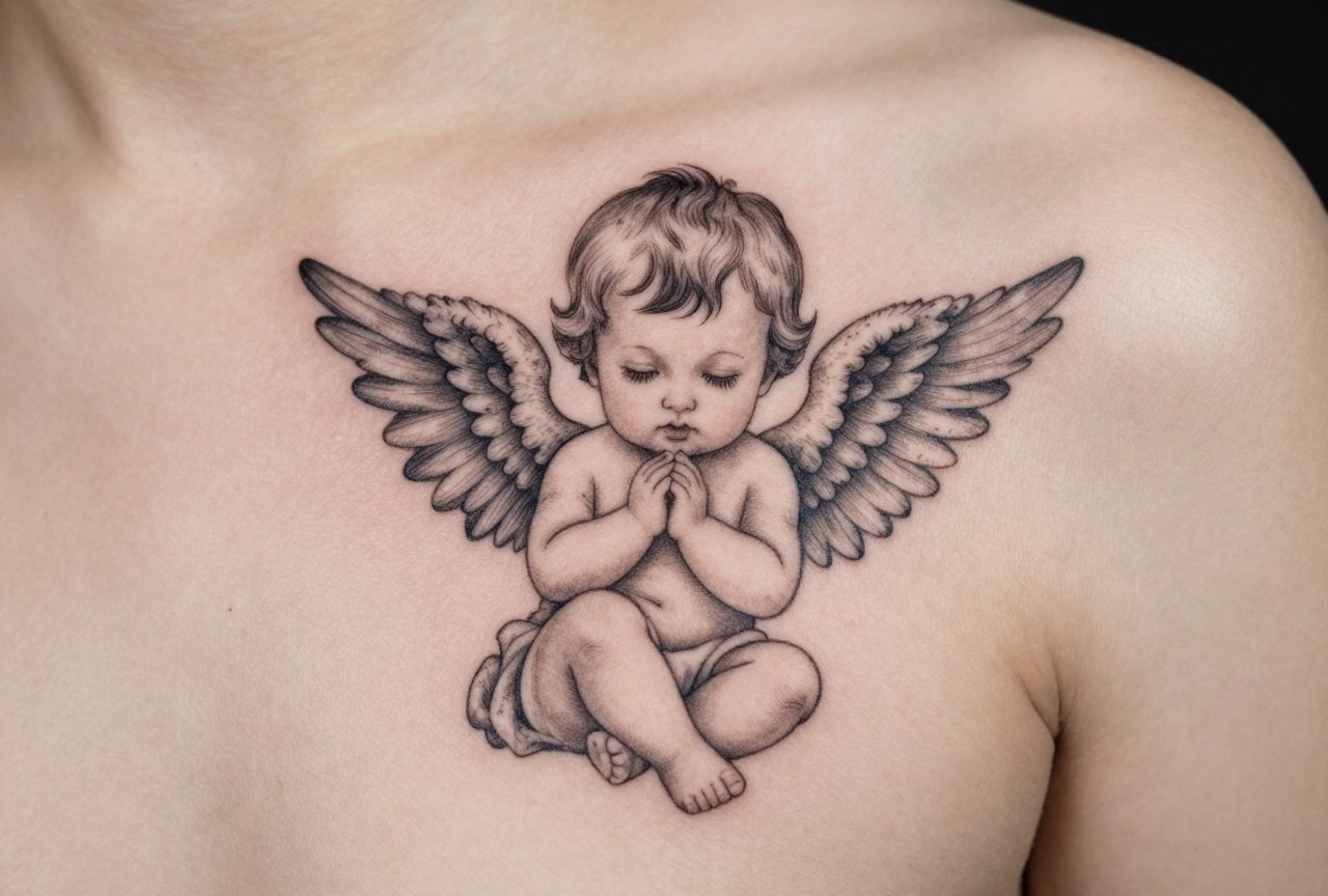 Baby Angel Tattoo Meaning: Grief, Innocence & Protection