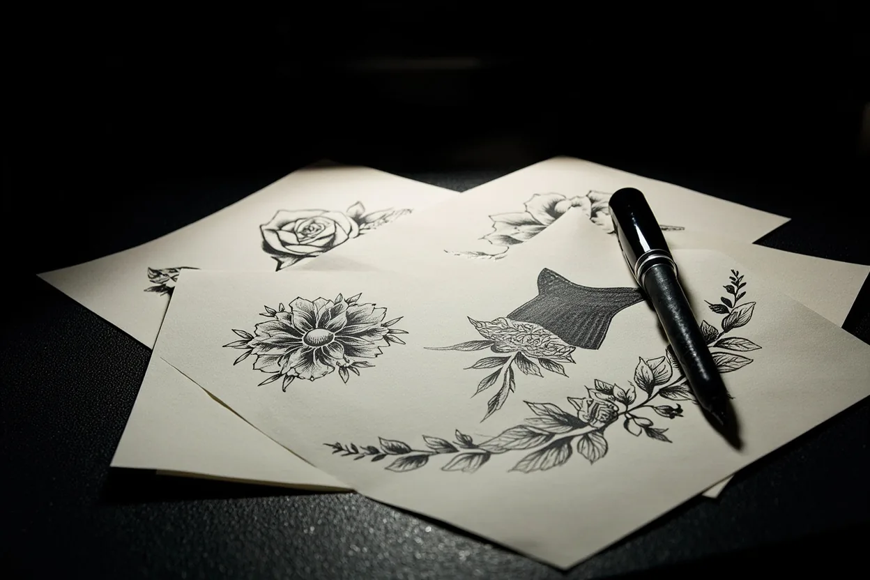 Bold feminine tattoo sketches
