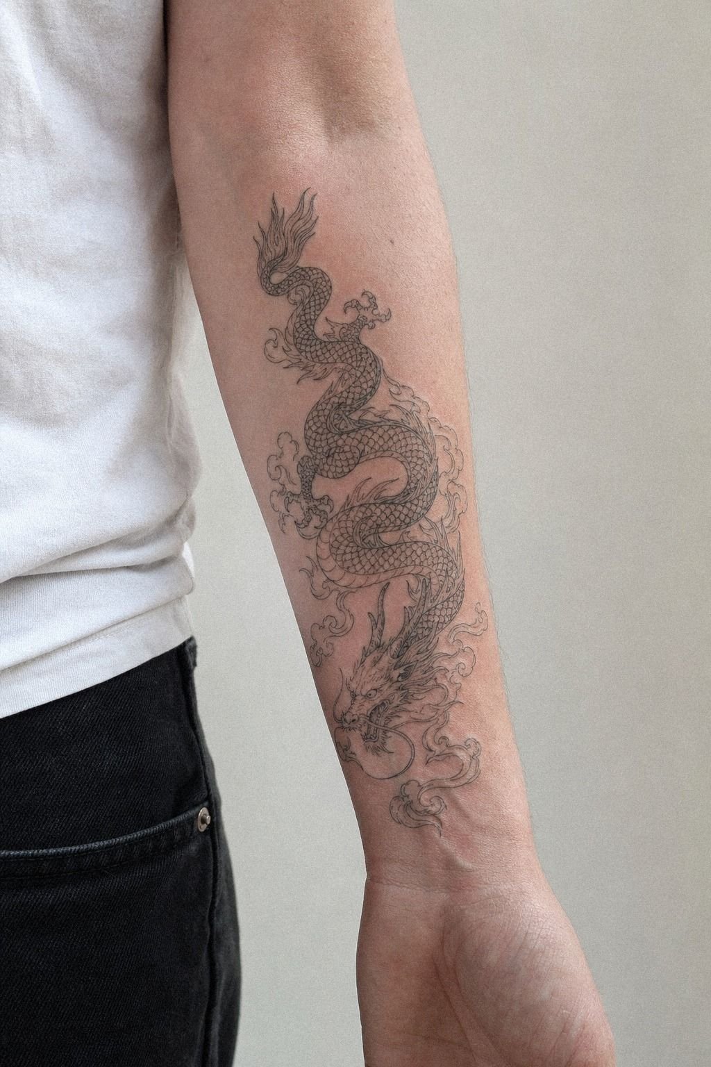 Chinese Dragon Forearm Tattoo