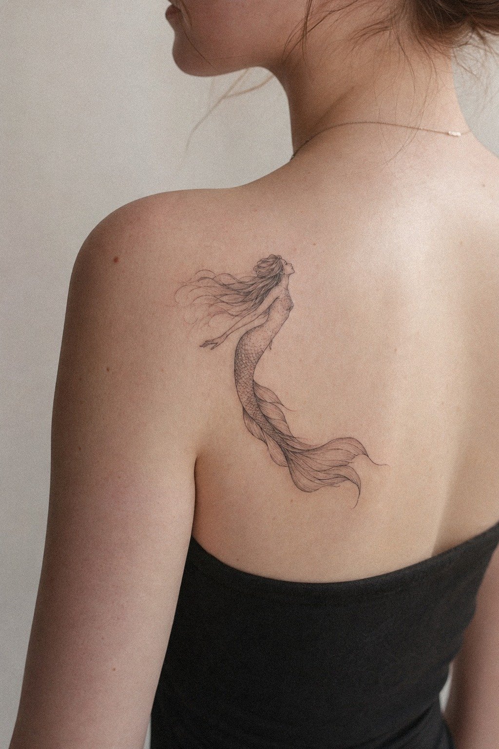 Start With A Fine Line Mermaid Tattoo