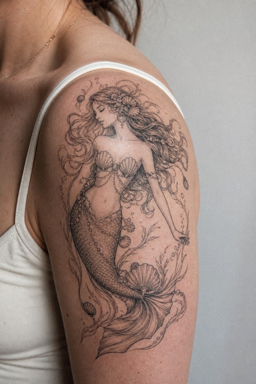 Build A Mermaid Tattoo With Shell Details