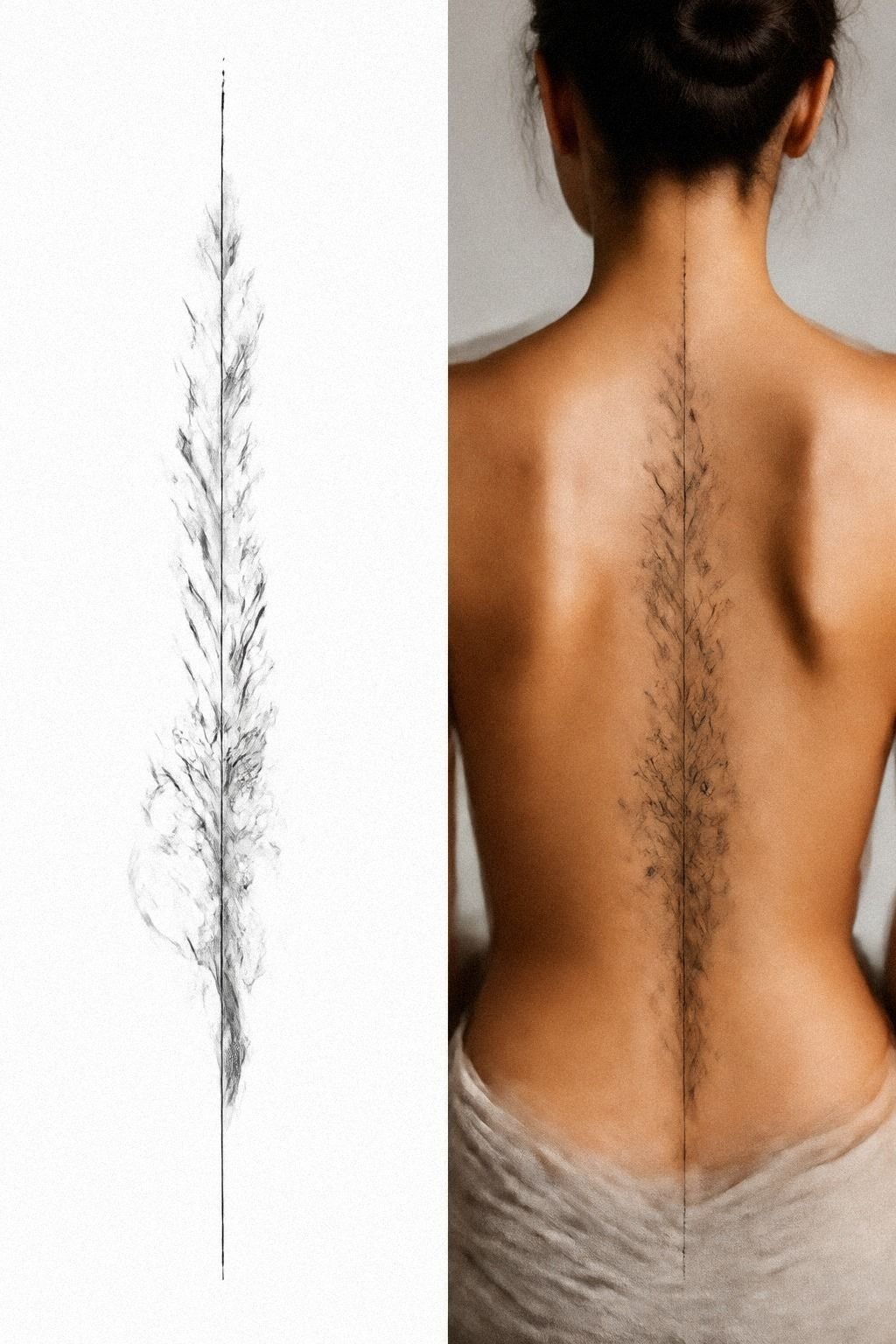 Brushstroke Chinese Art Spine Tattoo