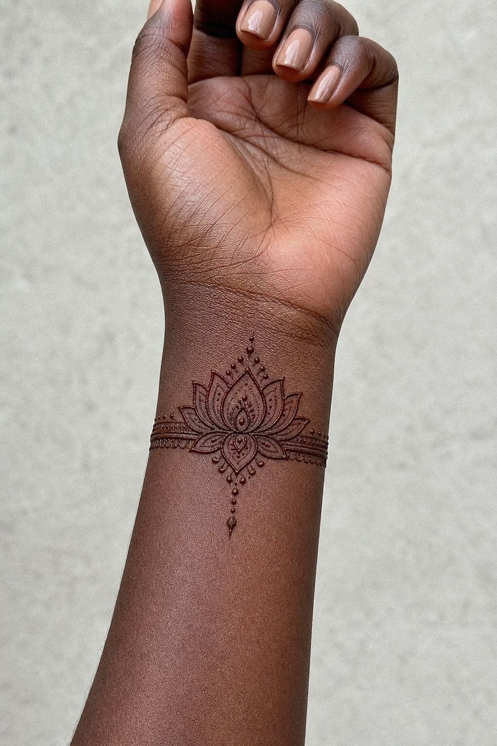Small Lotus Modern Henna Wrist Accent