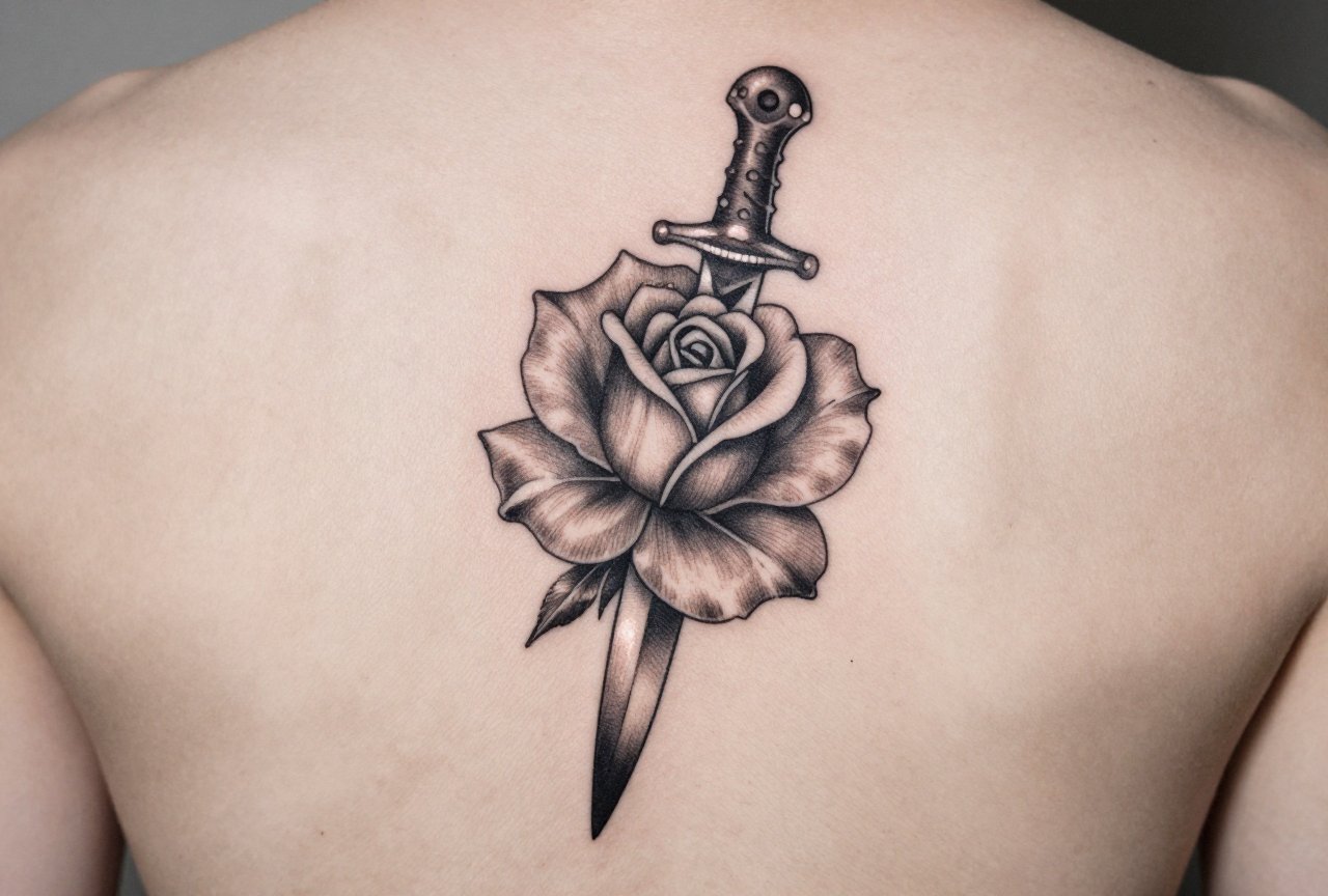 Dagger Through Rose Tattoo Meaning: Love, Pain & Protection