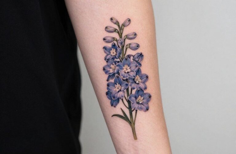 Delphinium Tattoo Meaning: Openness, Joy & Protection