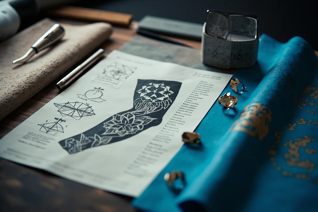 Elbow tattoo joint stencil planning sheet