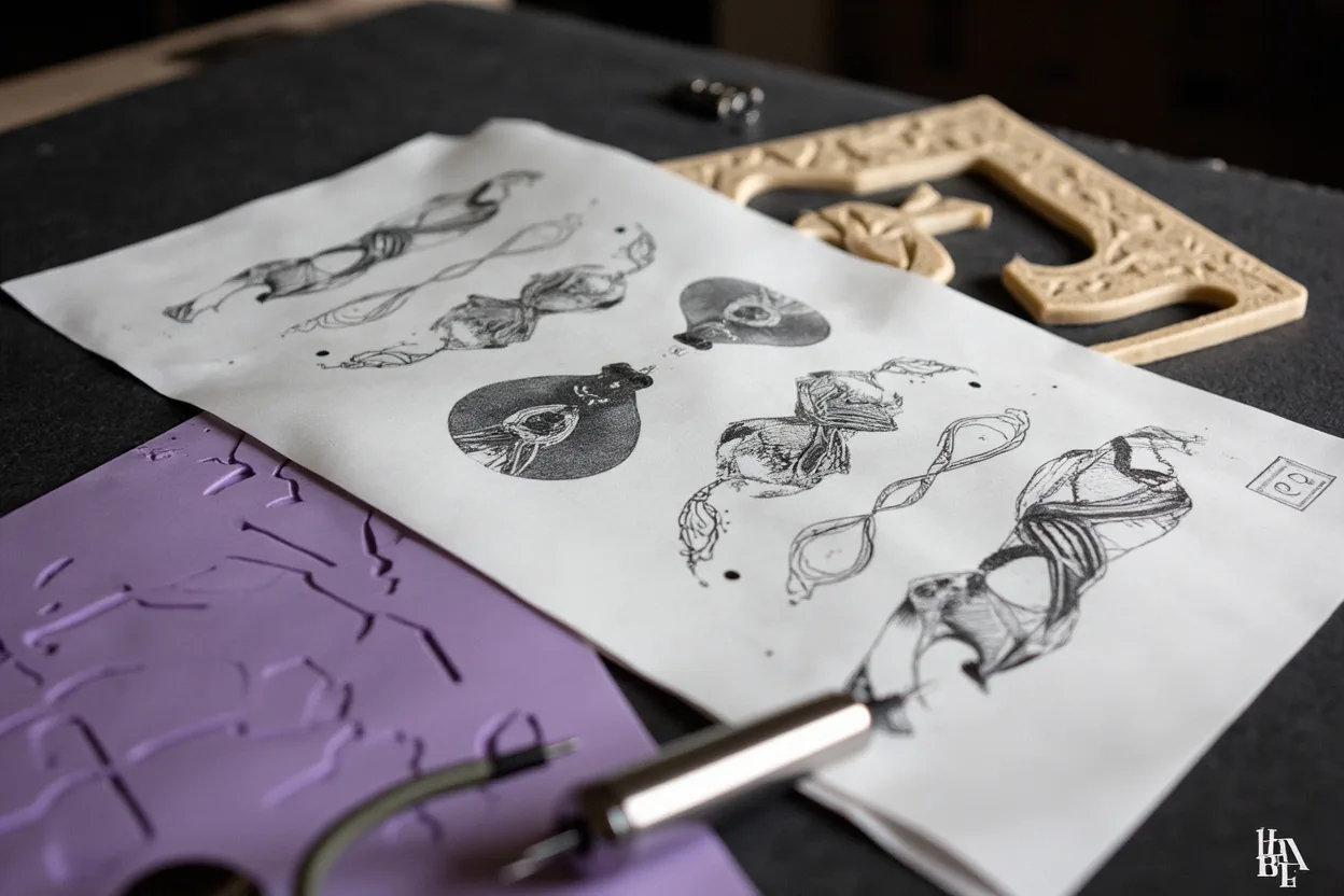 Full sleeve tattoo planning map with major motifs