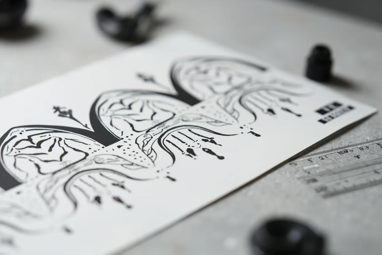 Geometric tattoo stencil and dotwork pattern