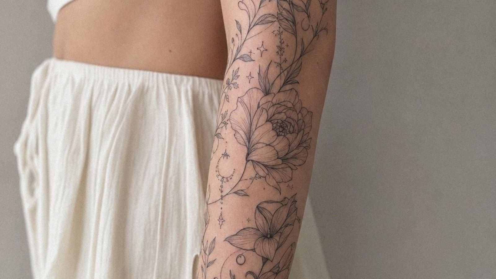 18 Girly Sleeve Tattoo Ideas That Heal Clean and Age Cute