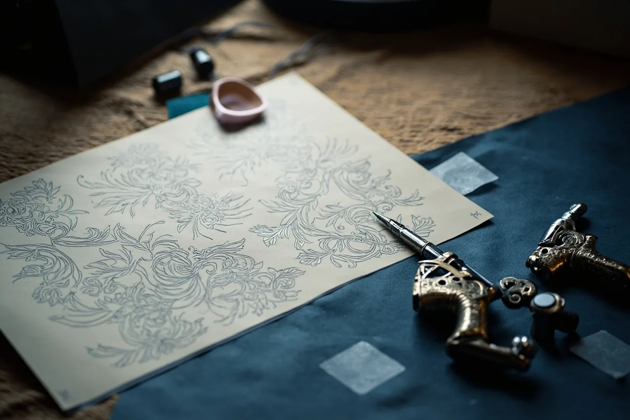 Half sleeve tattoo flow and border planning