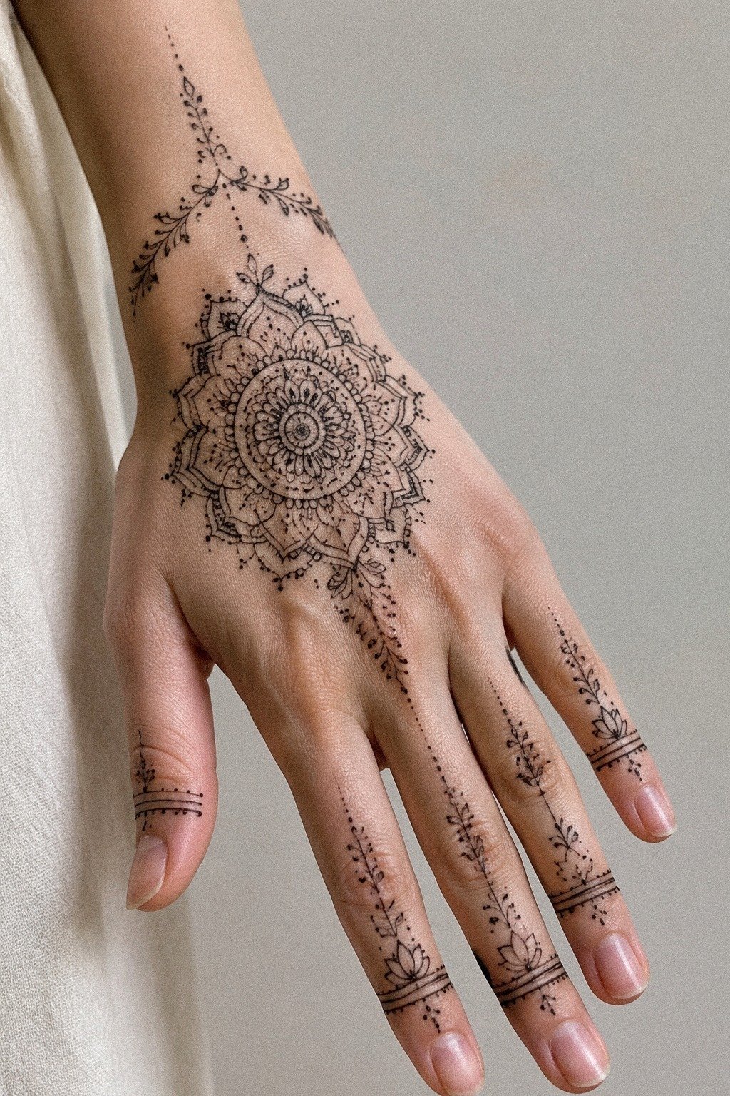 Modern Front Hand Mandala Mehndi
