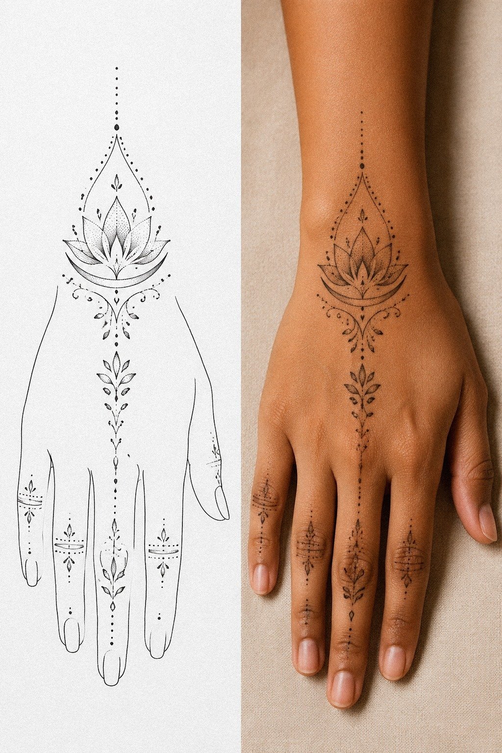 Minimal Front Hand Dotwork Mehndi