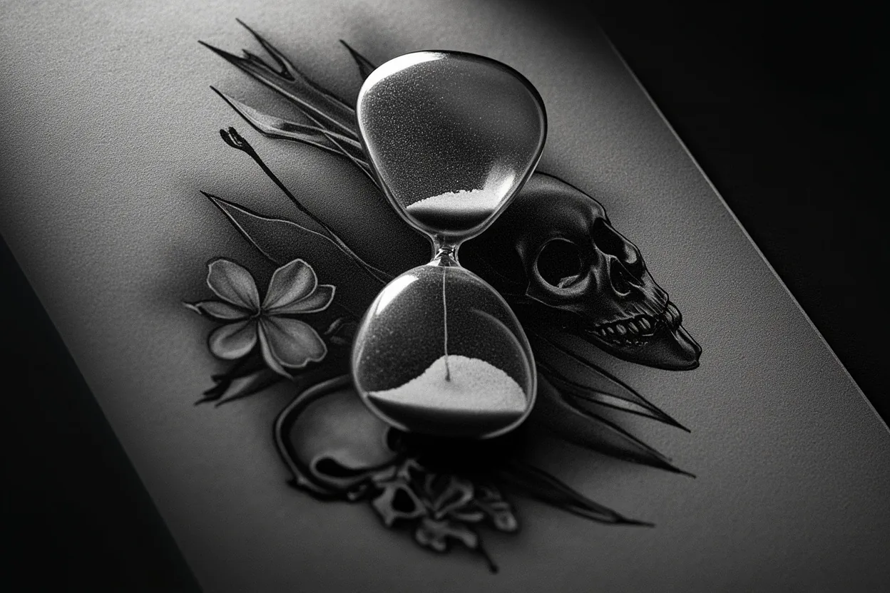 Hourglass tattoo meaning time mortality broken glass flash