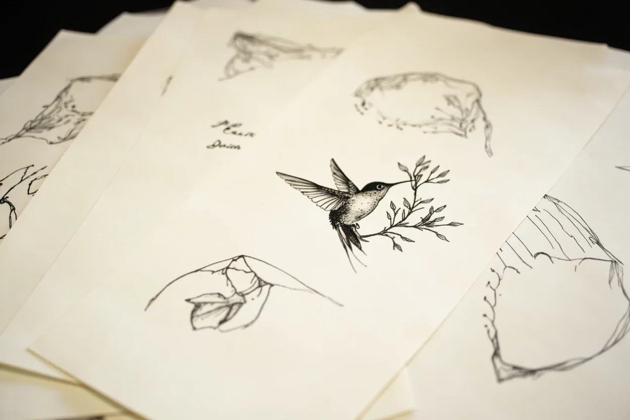 Hummingbird tattoo meaning joy and resilience reference board
