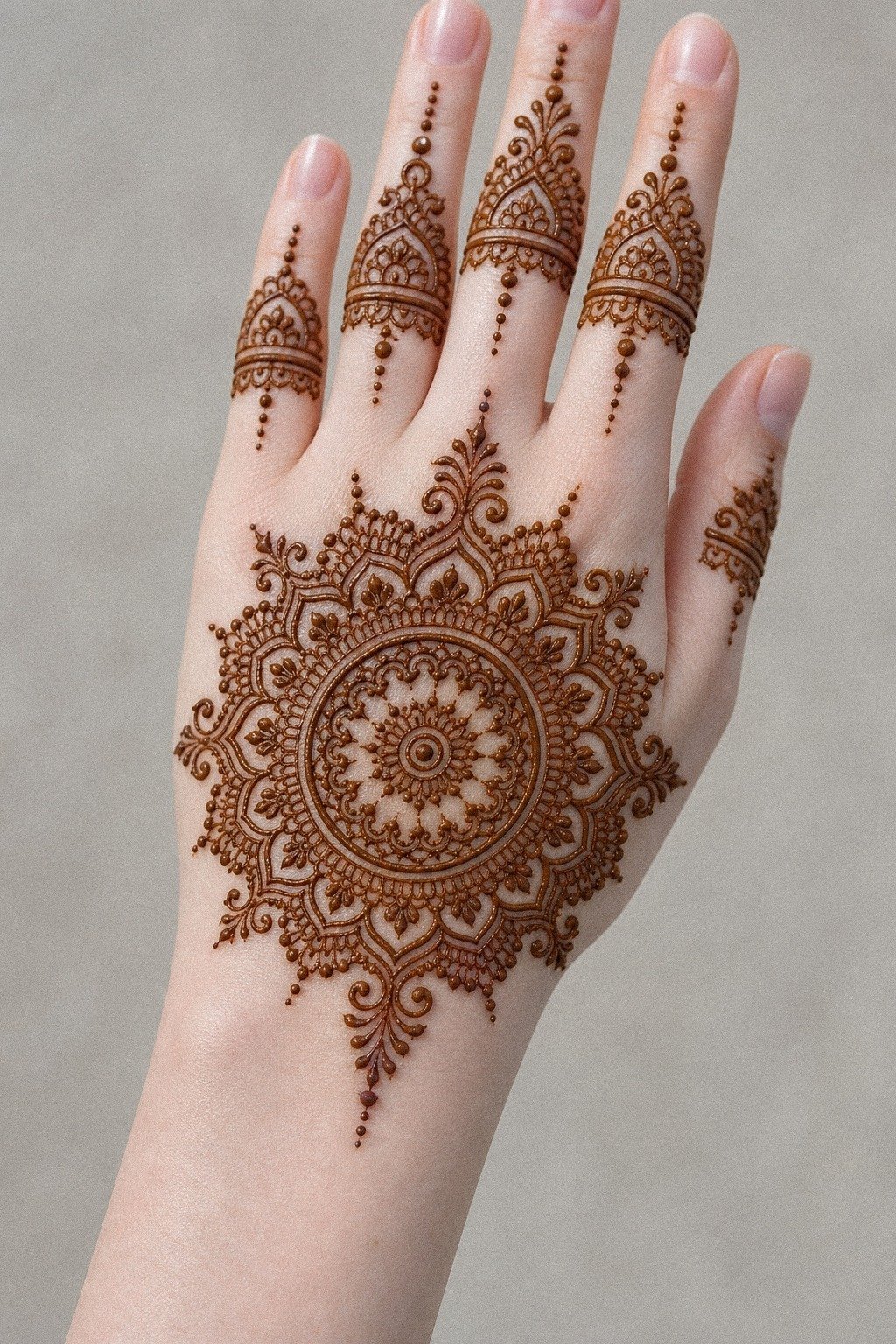 Start With a Simple Center Palm Henna Mandala