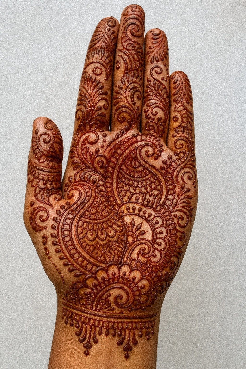 Scale Paisley Filled Front Palm Mehndi With Intent