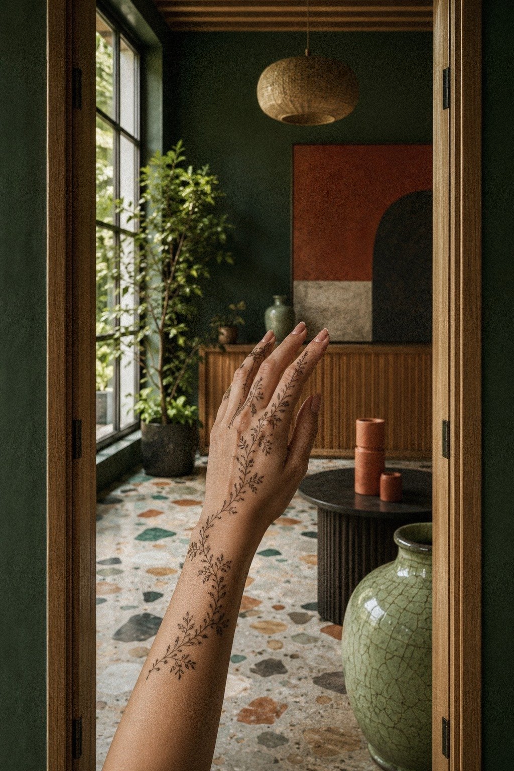 Wrap a delicate vine around the wrist and hand