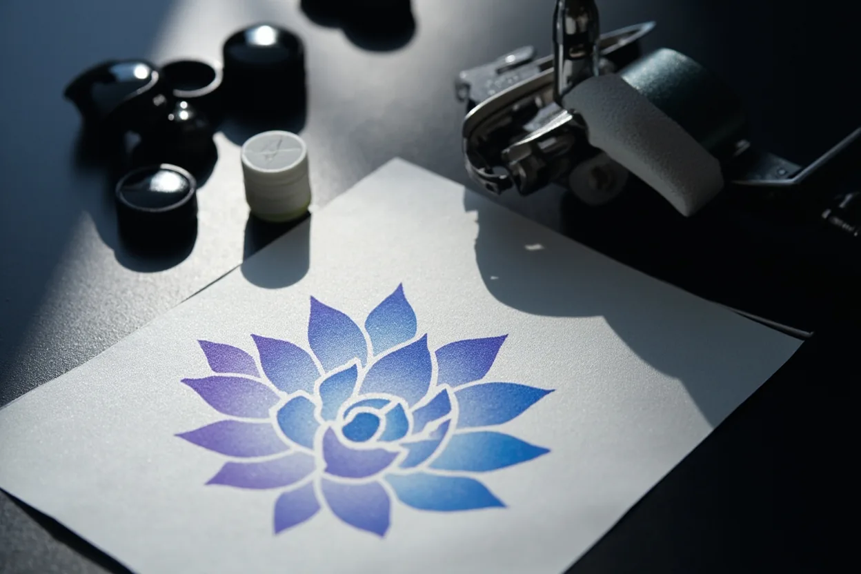Lotus tattoo stencil with clean floral lines