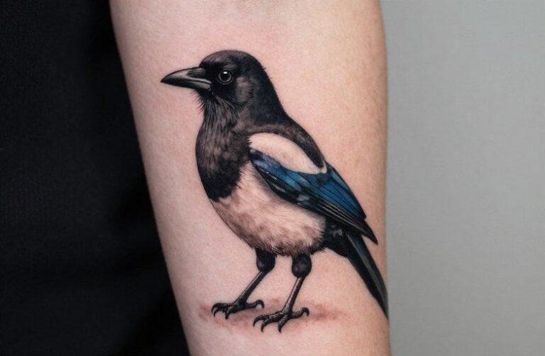 Magpie Tattoo Meaning: Duality, Curiosity, and Thievery