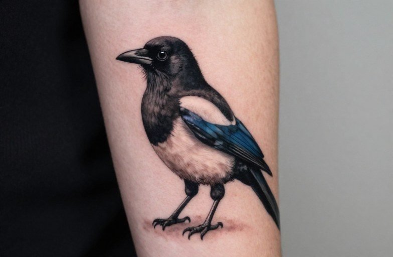 Magpie Tattoo Meaning: Duality, Curiosity, and Thievery