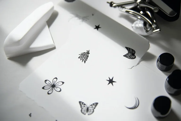 Meaningful tattoo symbols drawn as clean stencils