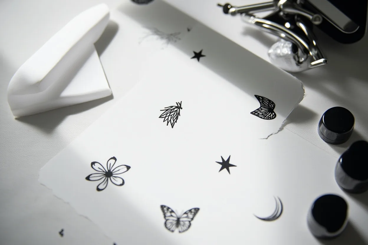 Meaningful tattoo symbols drawn as clean stencils
