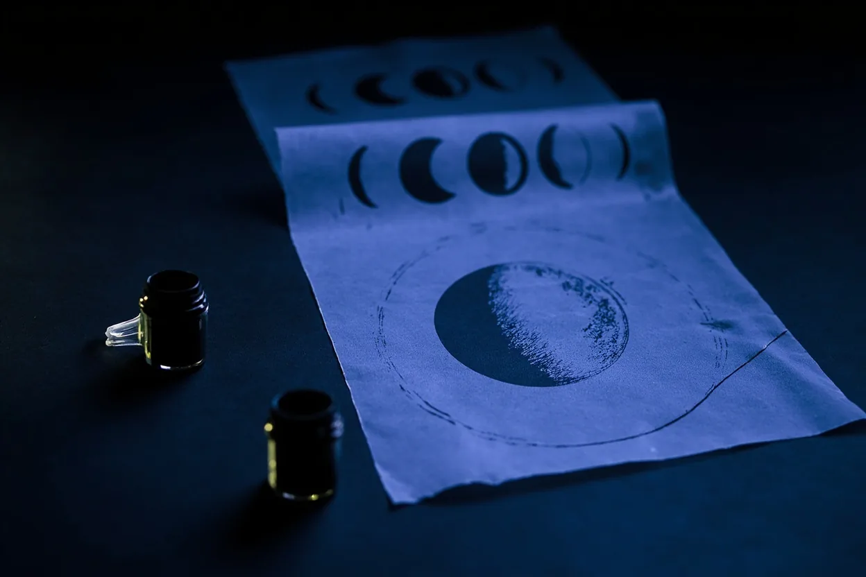 Moon phase tattoo stencil