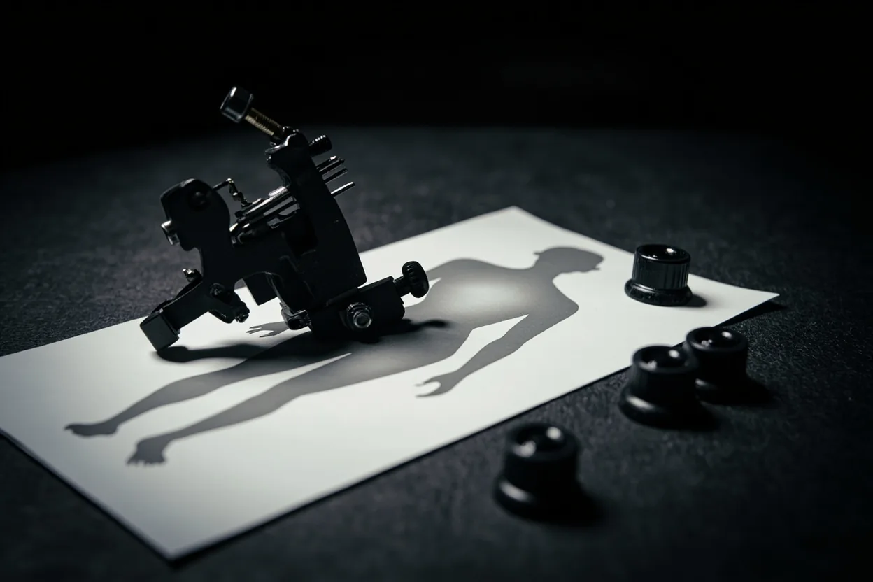 Tattoo pain placement chart on studio table