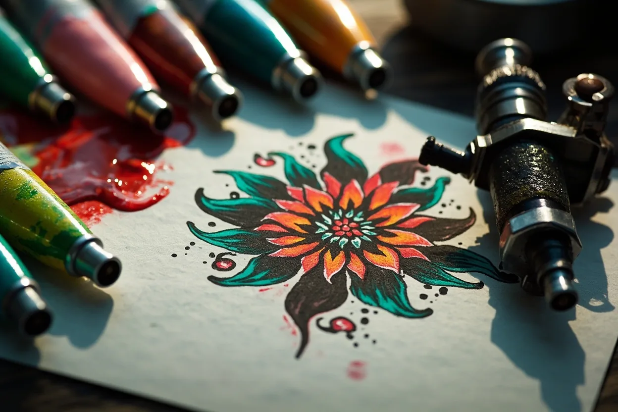 Neo traditional tattoo color sketch