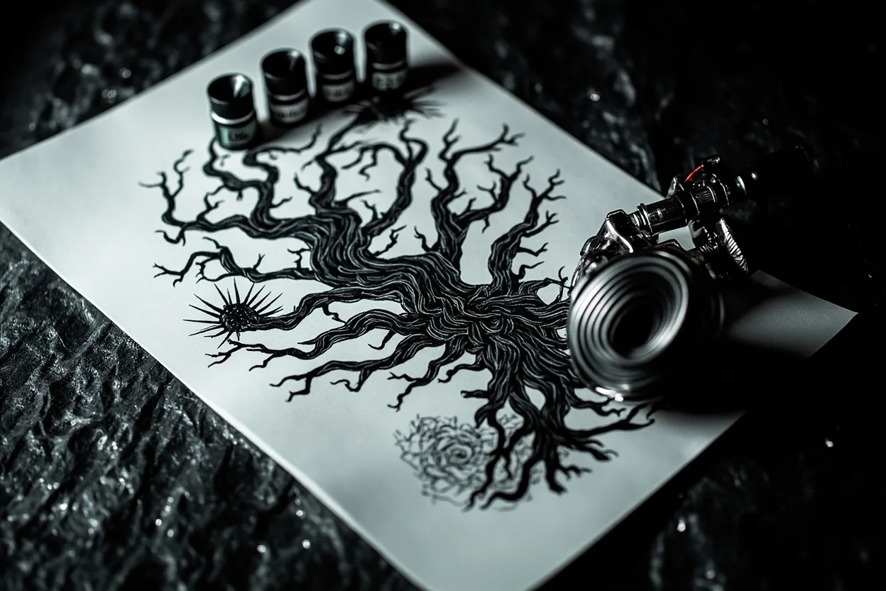 Poison tree tattoo meaning dark botanical flash sheet