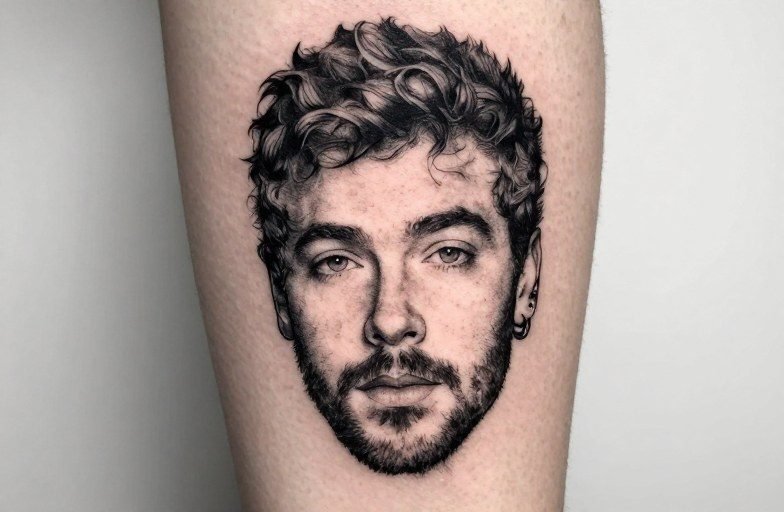 Post Malone Face Tattoo Meaning: Broken Sword Barbed Wire