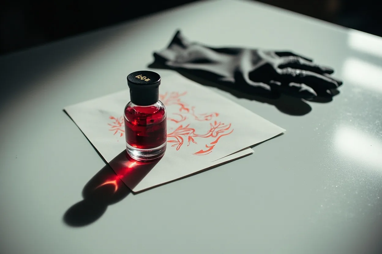 Red ink tattoo safety planning still life