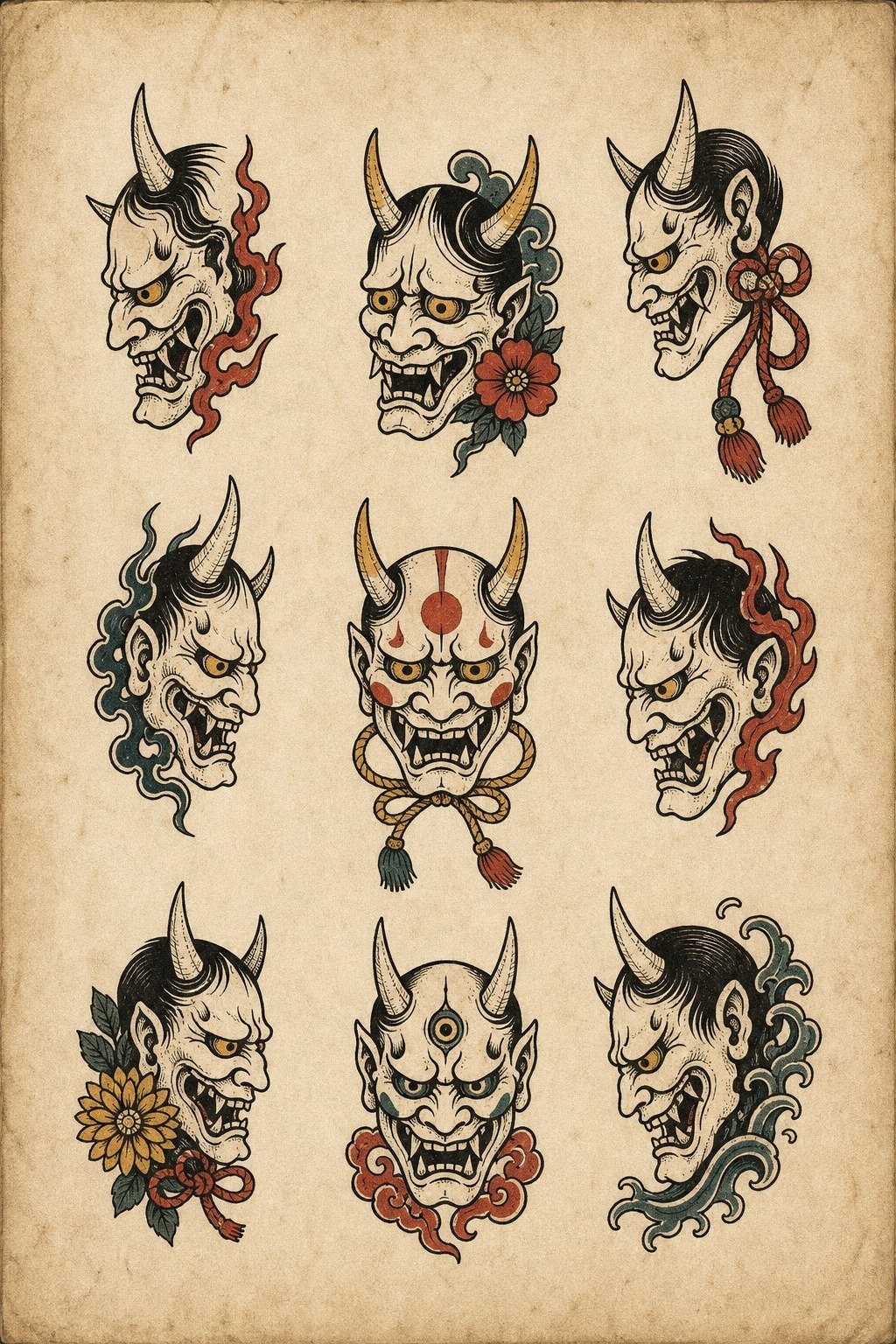 Small Oni Mask Tattoo Behind The Ear