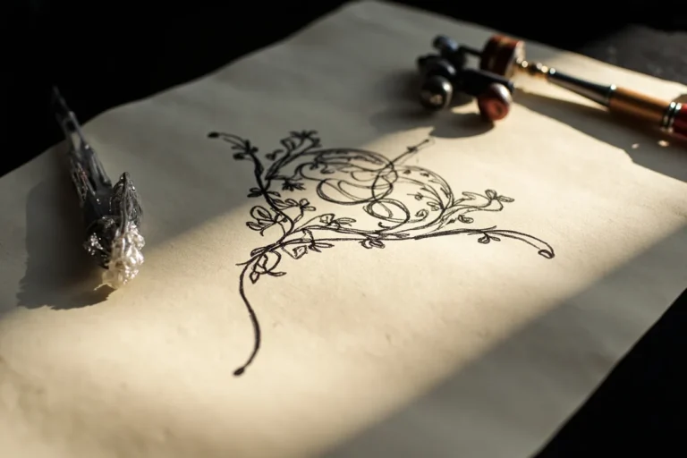 Scar cover tattoo floral placement sketch